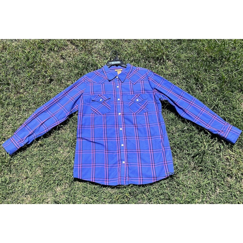 Wrangler 112335507 Women’s Size L Western Plaid, Long Sleeve, Pearl Snap Shirt - Picture 3 of 16